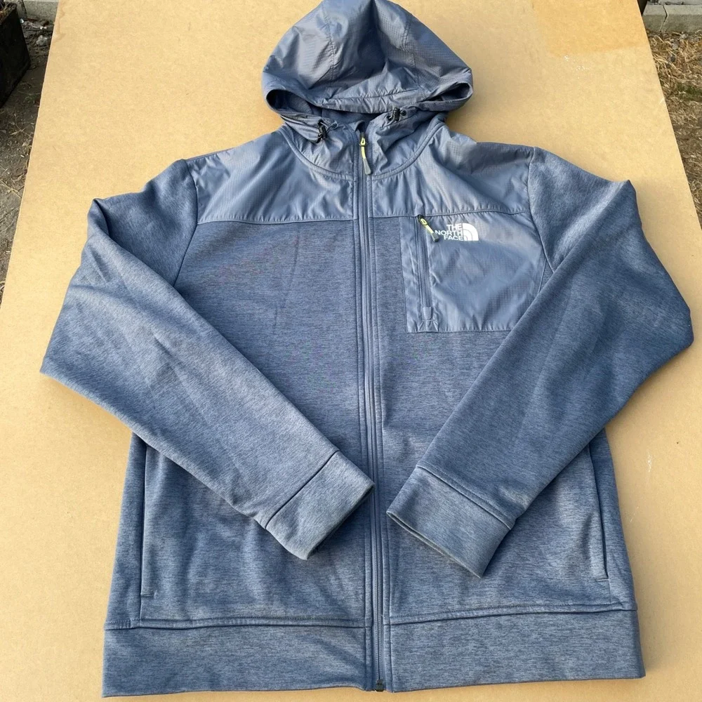 The North Face Full Zip Hoodie Mens Large Blue Casual Hiking Fleece Jacket